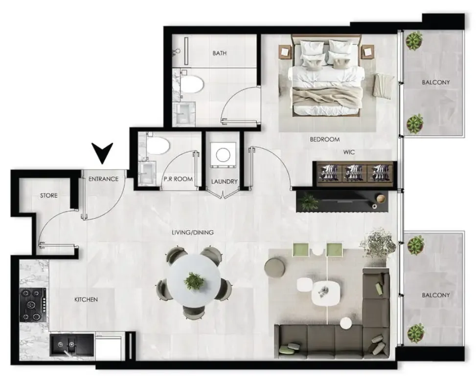 1 bed