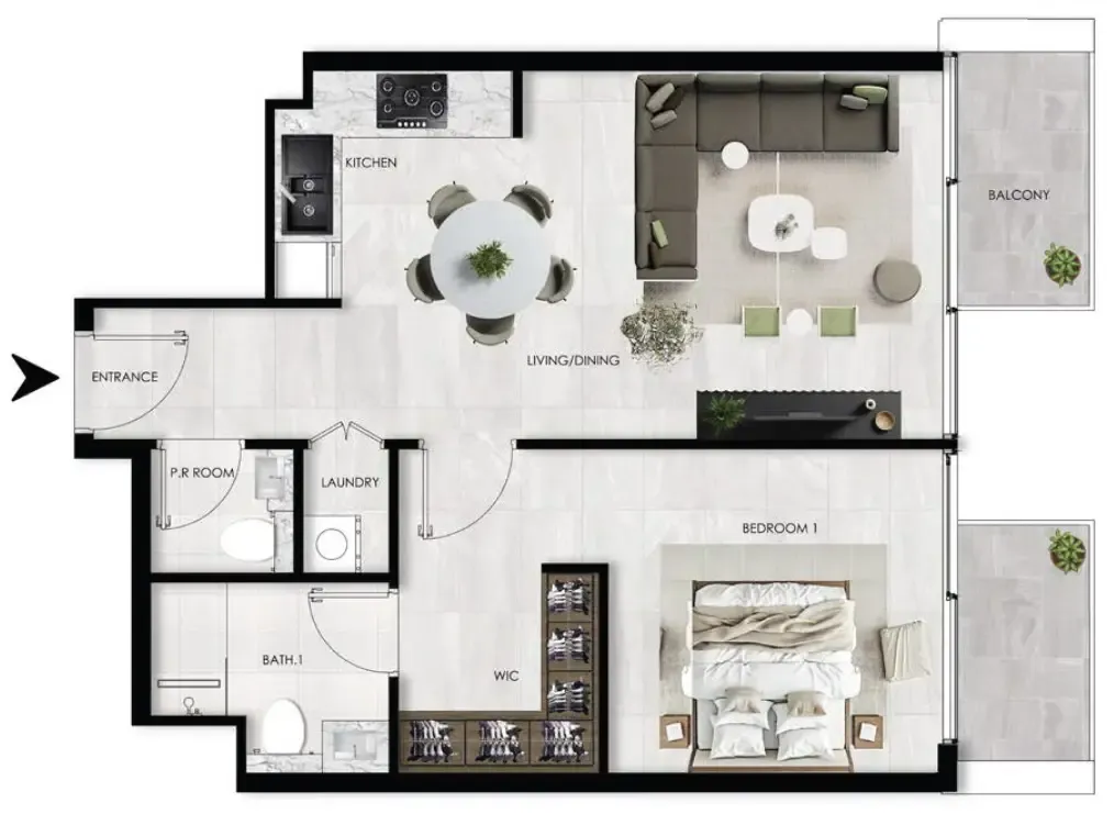1 bed