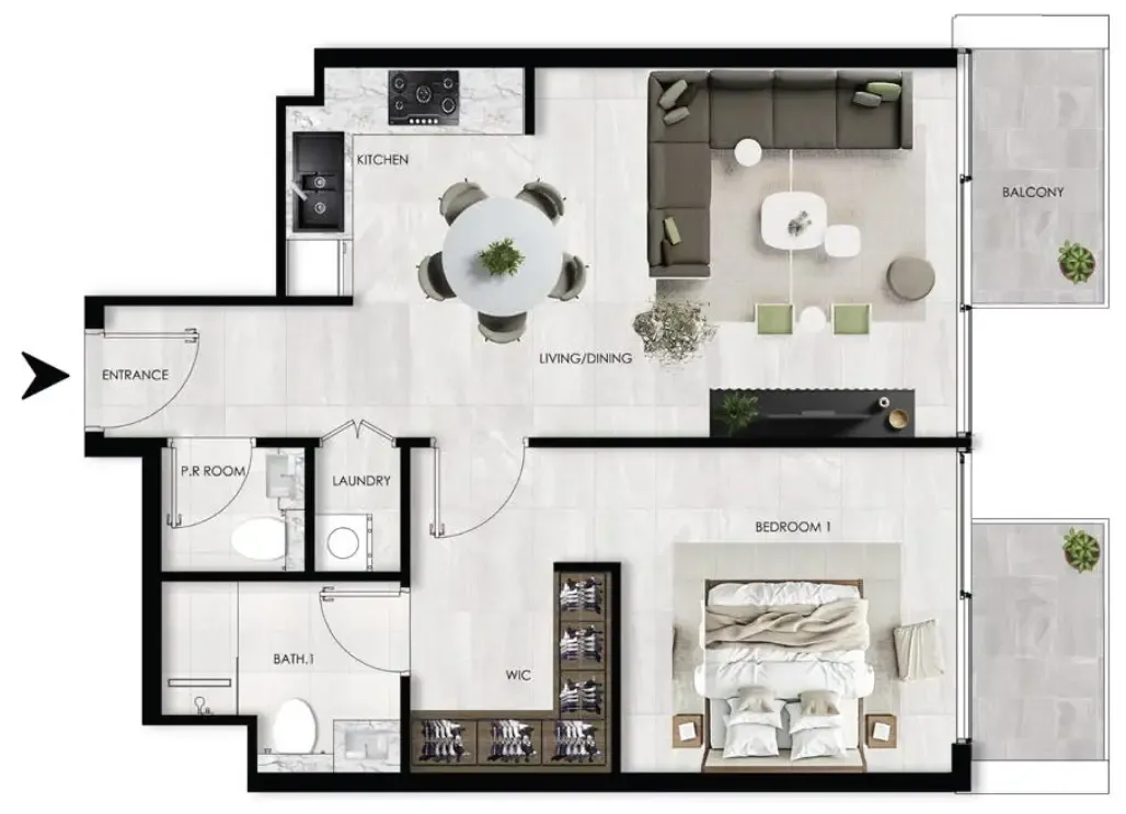 1 bed