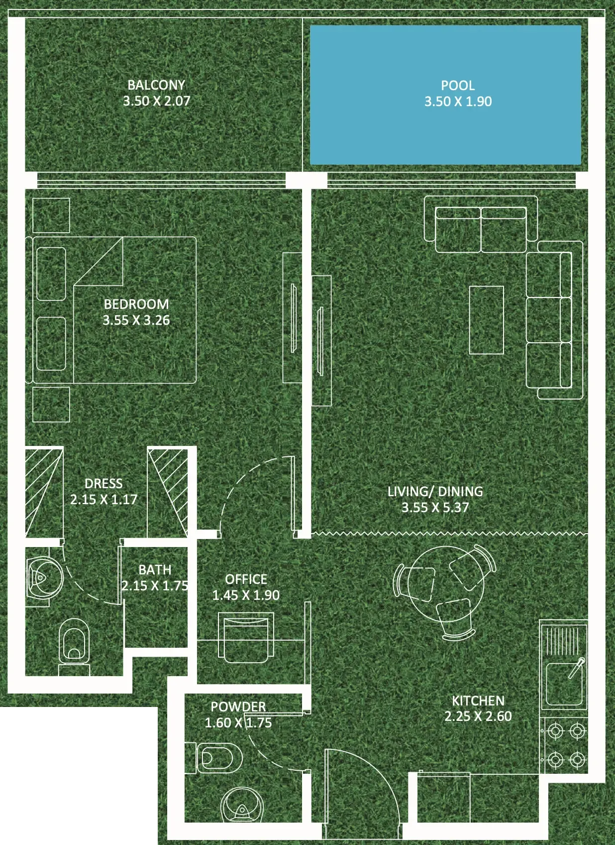 1 bedroom floor plan