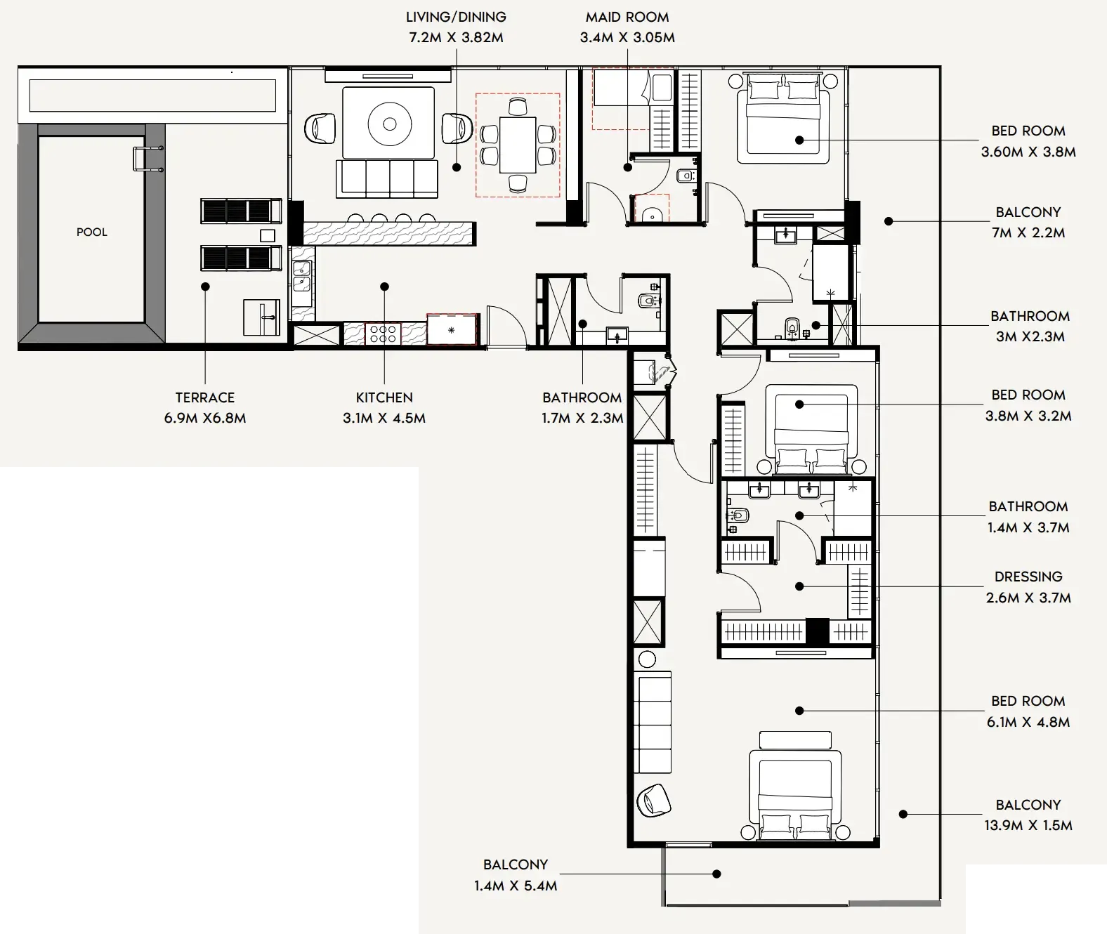 3 bedrooms floor plan