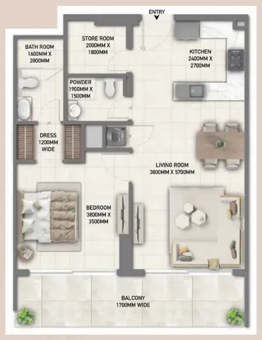 1 bed