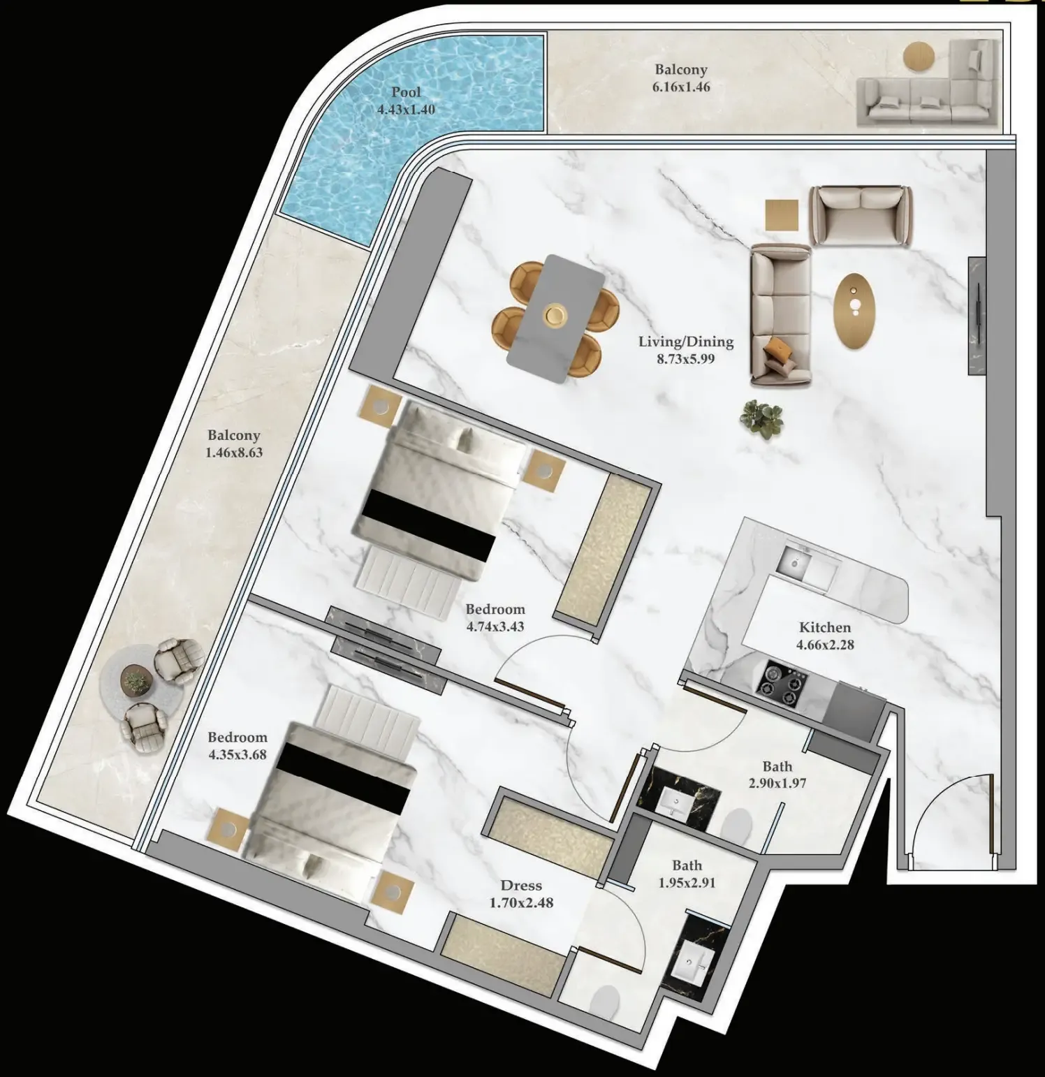Layout 2 camere