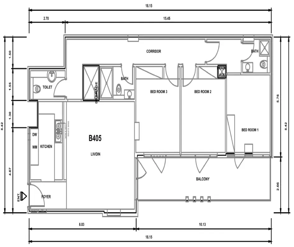 3 bedrooms floor plan