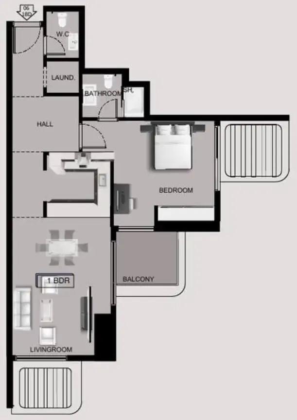 1 bedroom floor plan