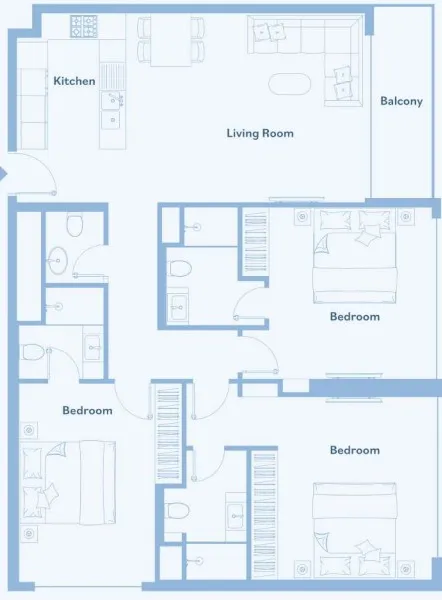 3 bedrooms floor plan
