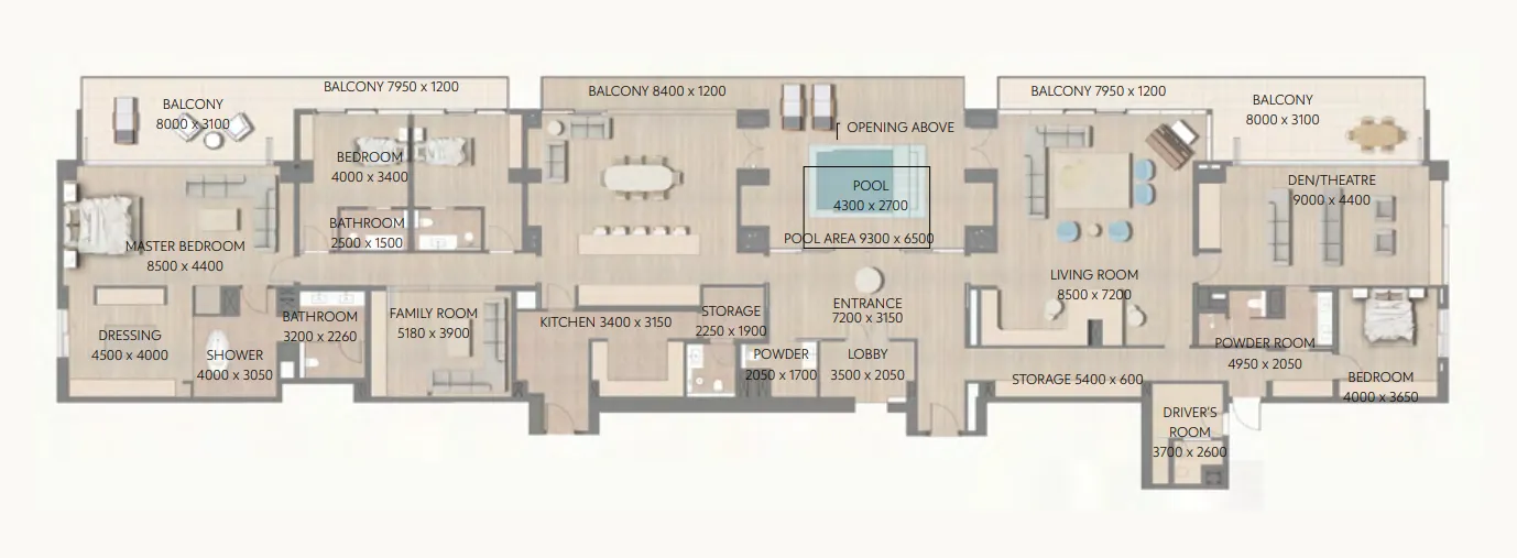 4 bedrooms floor plan