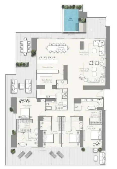 4 bedrooms floor plan