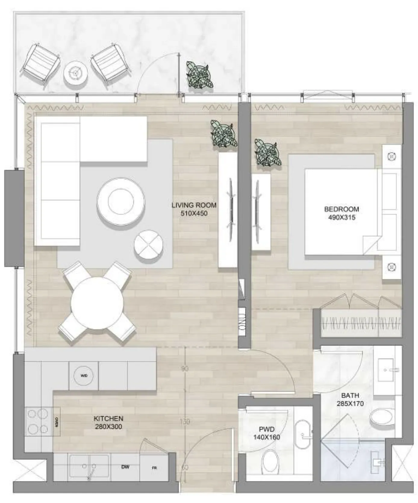 1 bed