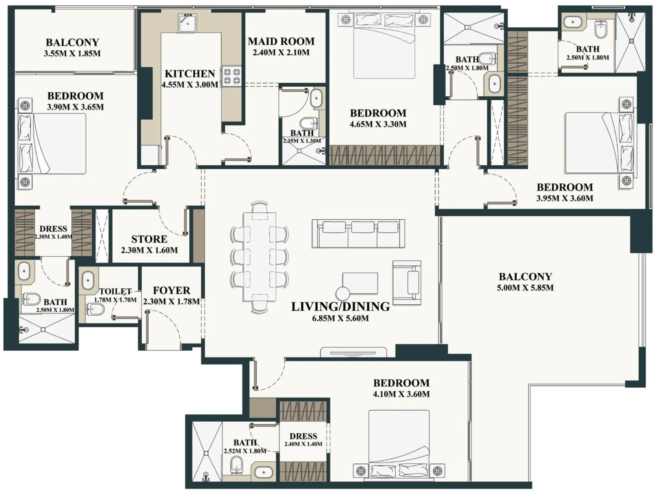 4 bedrooms floor plan