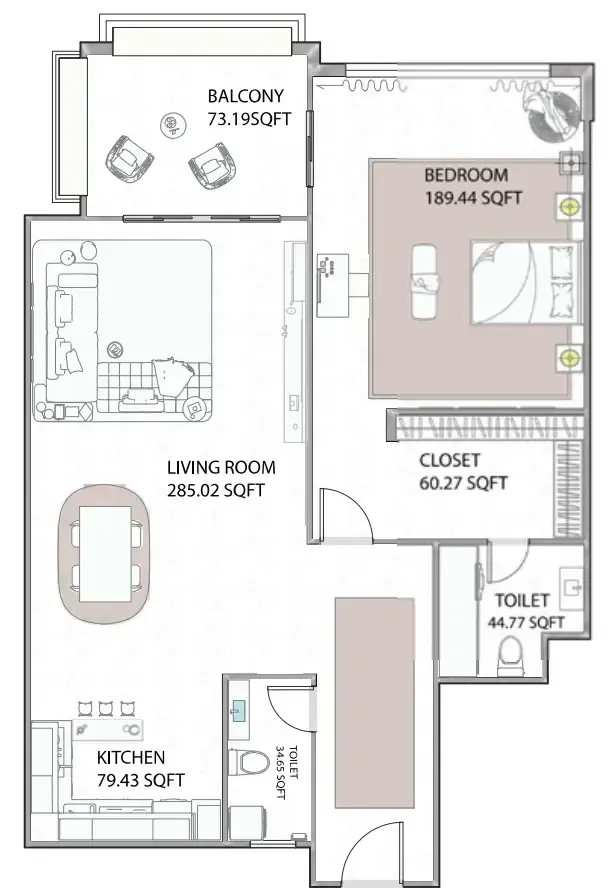 1 bed