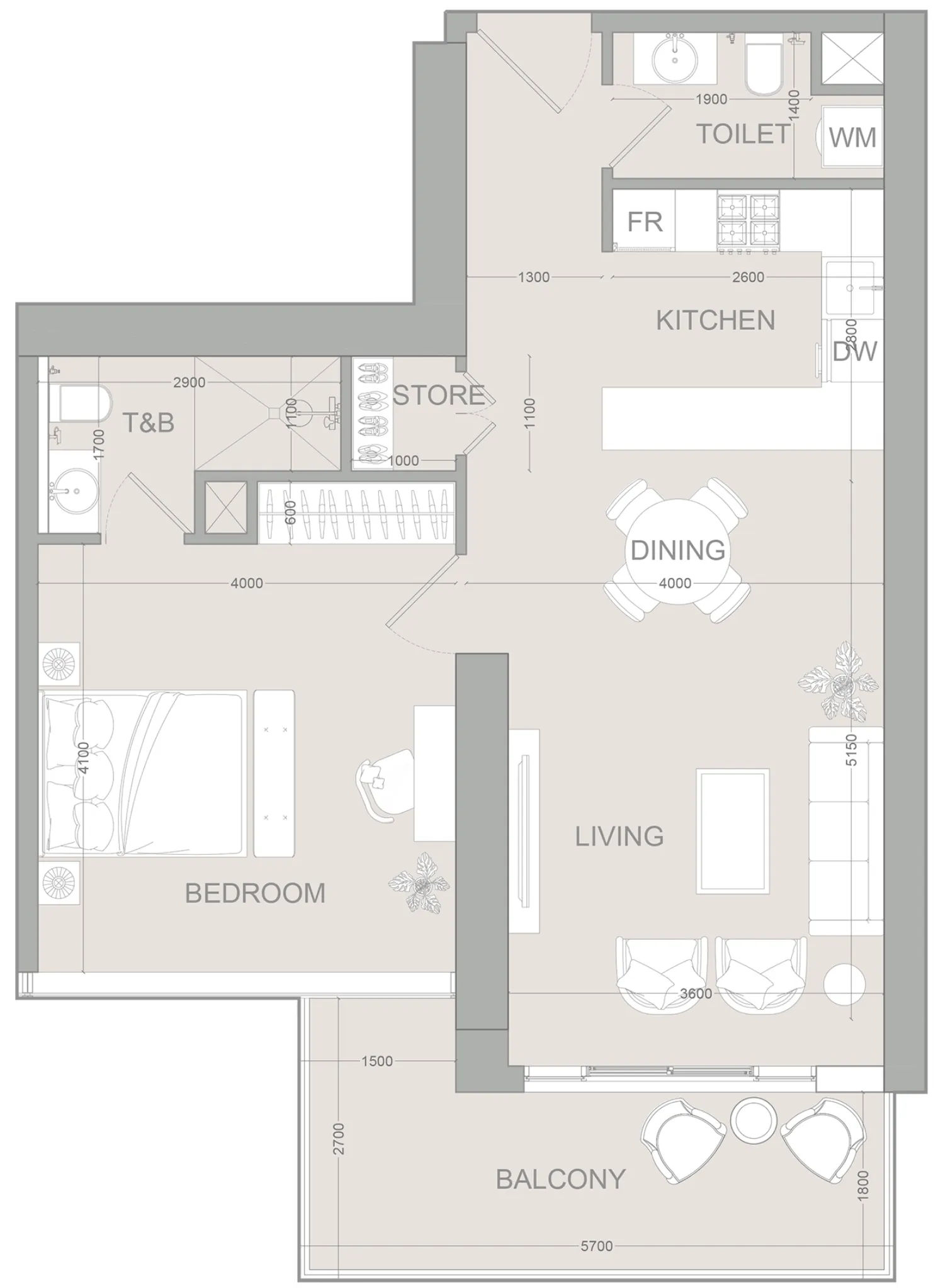Object 1 AUREL1A Residence 1BR floor plan