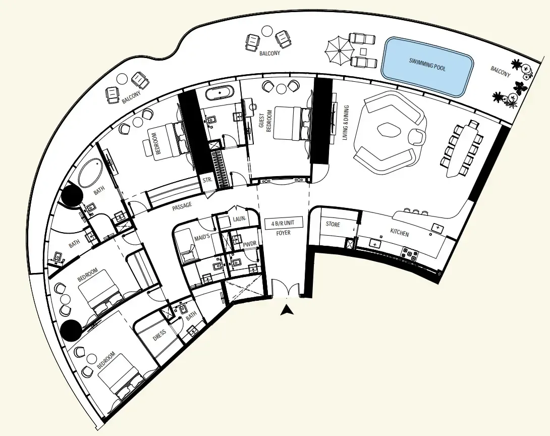 Binghatti Mercedes-Benz Places by Binghatti 4BR floor plan