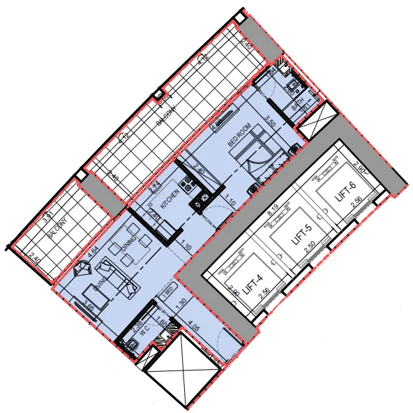 1 bedroom floor plan