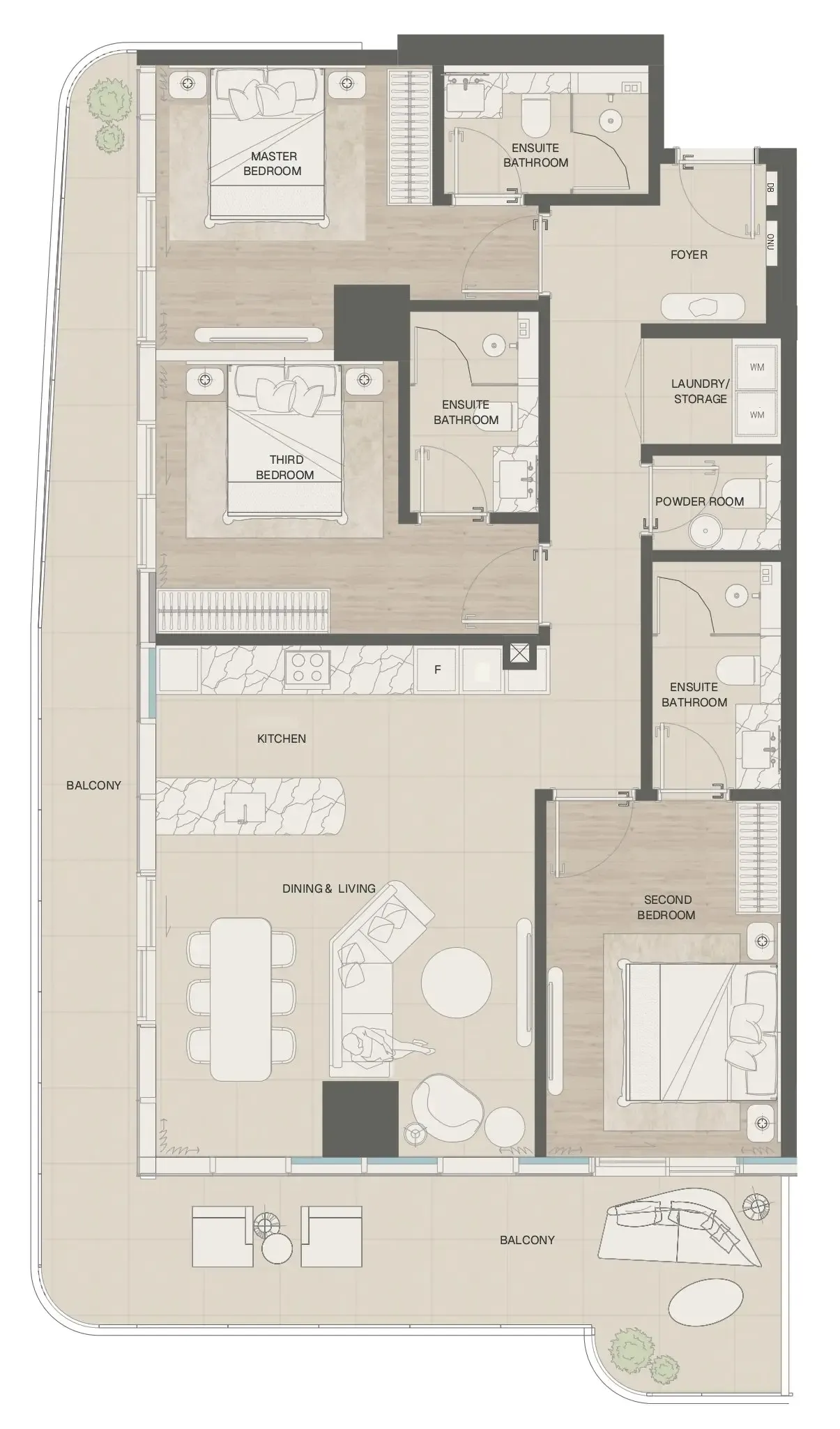 3 bedrooms floor plan