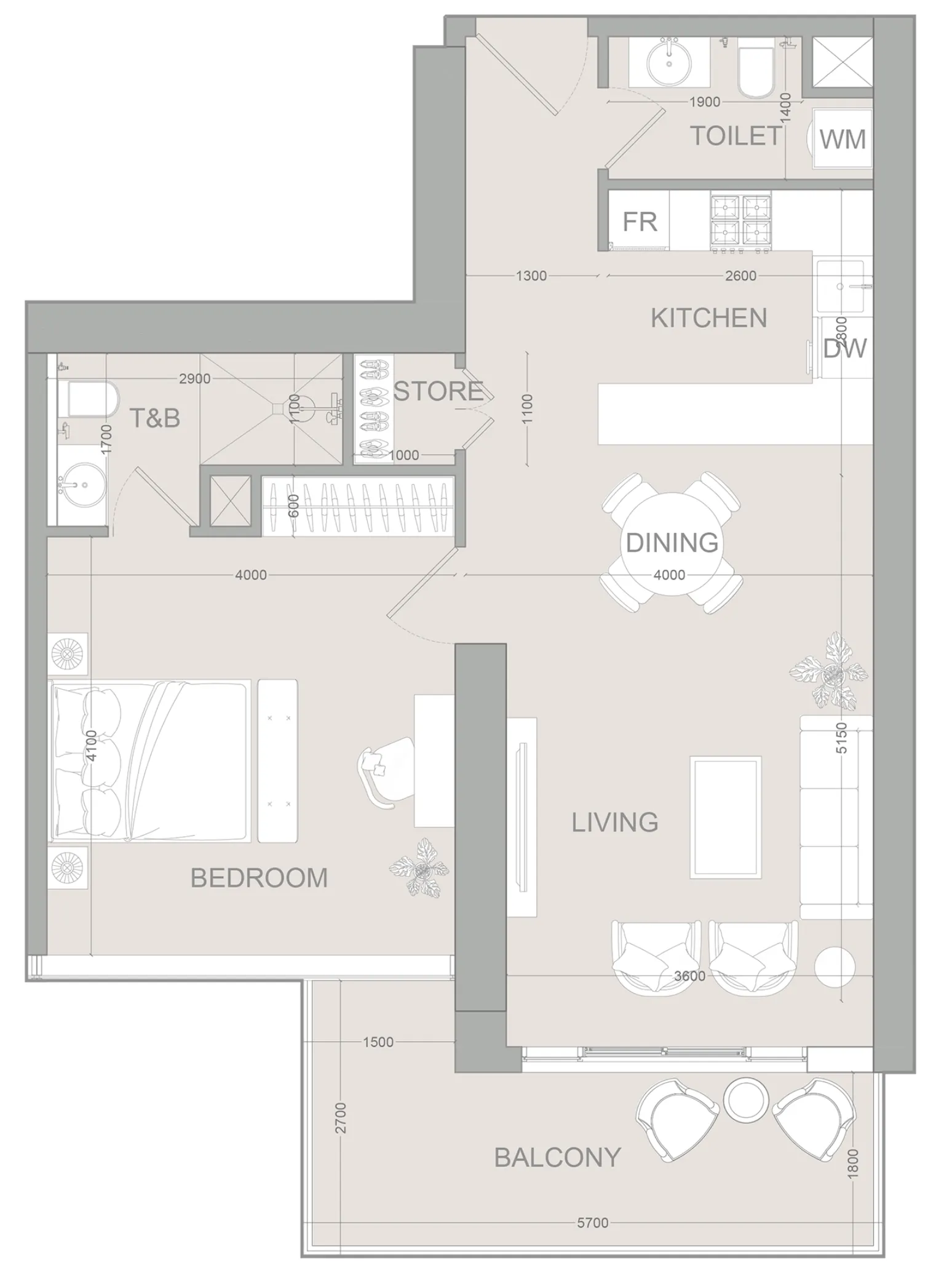 Object 1 AUREL1A Residence 1BR floor plan