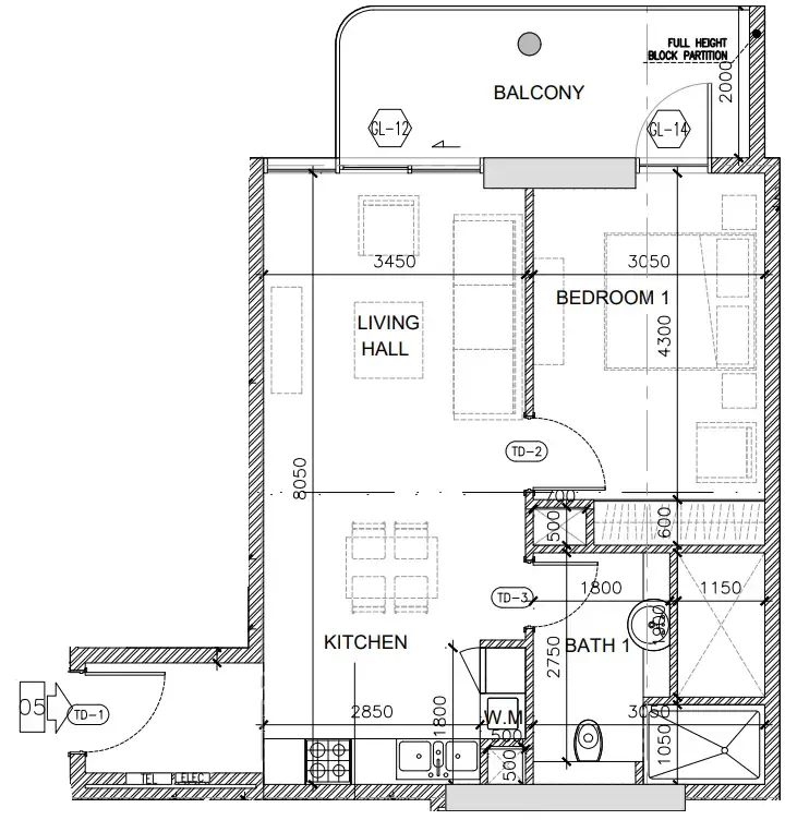 1 bed