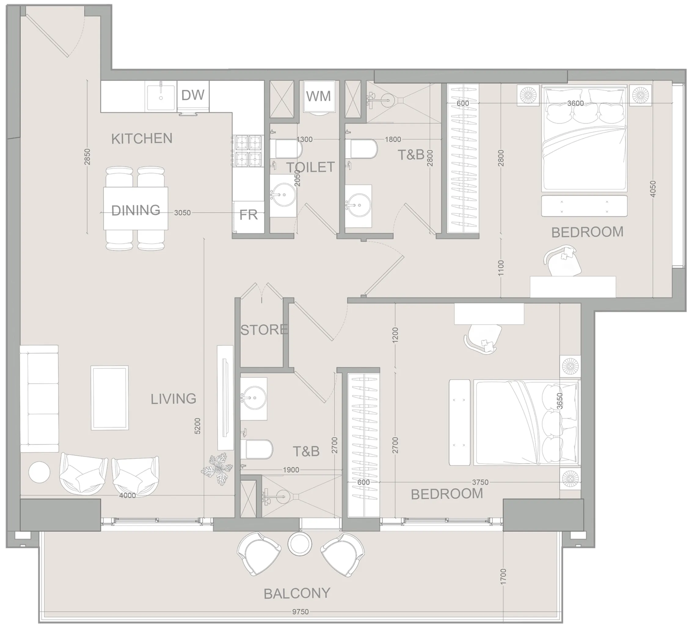 Object 1 AUREL1A Residence 2BR floor plan