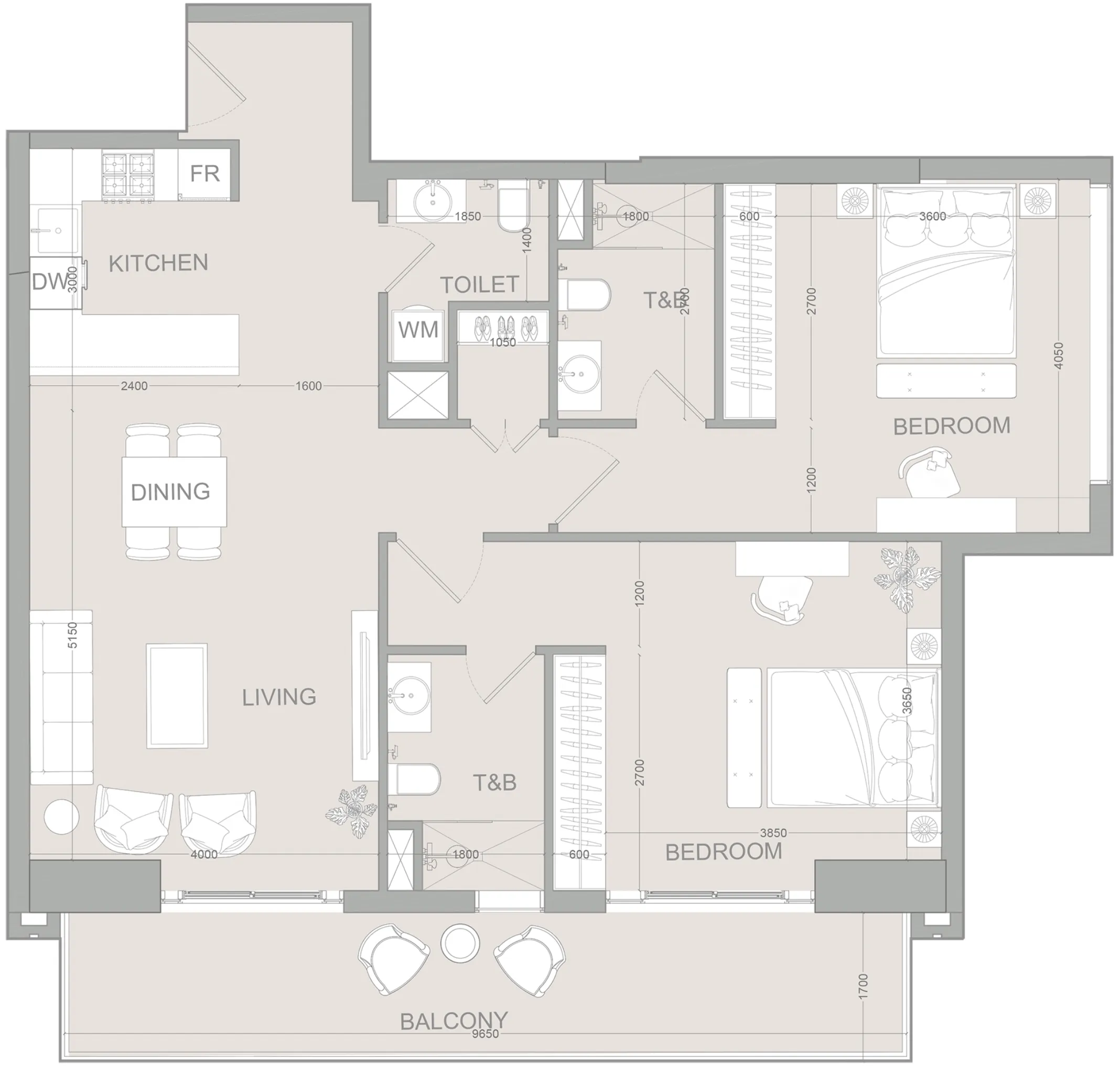 Object 1 AUREL1A Residence 2BR floor plan