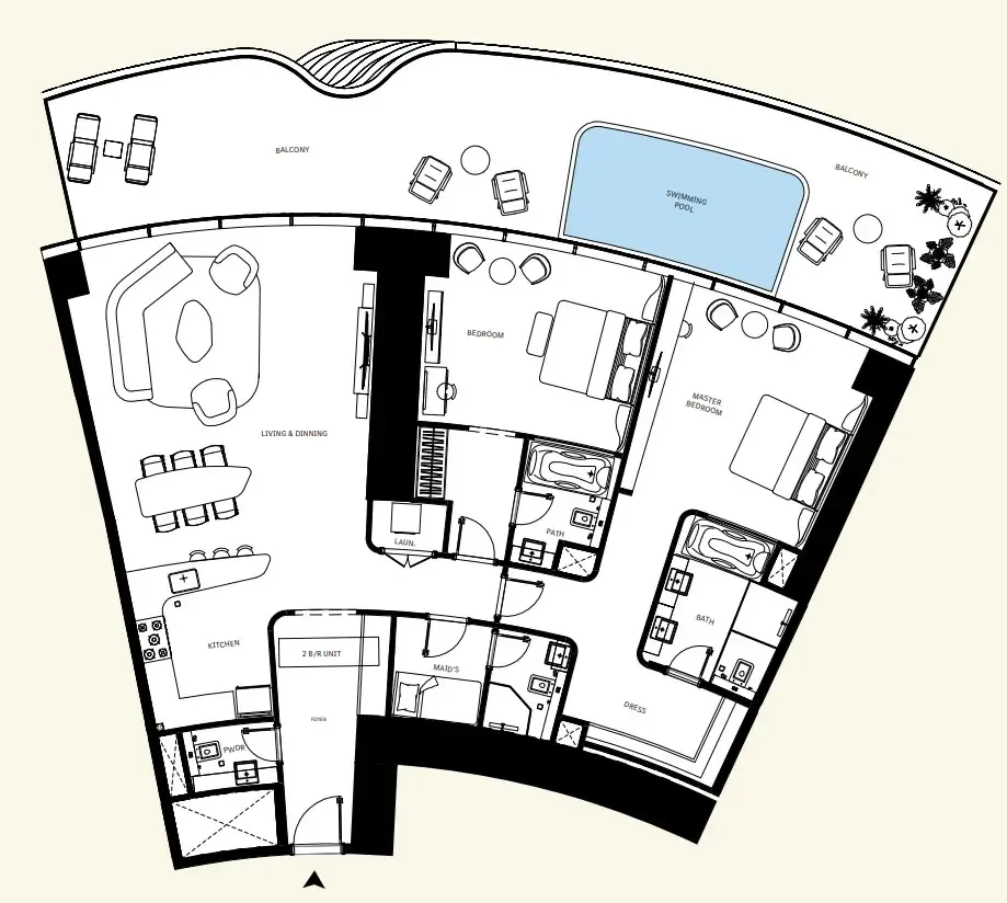 Binghatti Mercedes-Benz Places by Binghatti 2BR floor plan