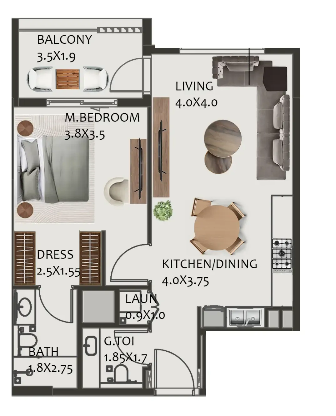 1 bed