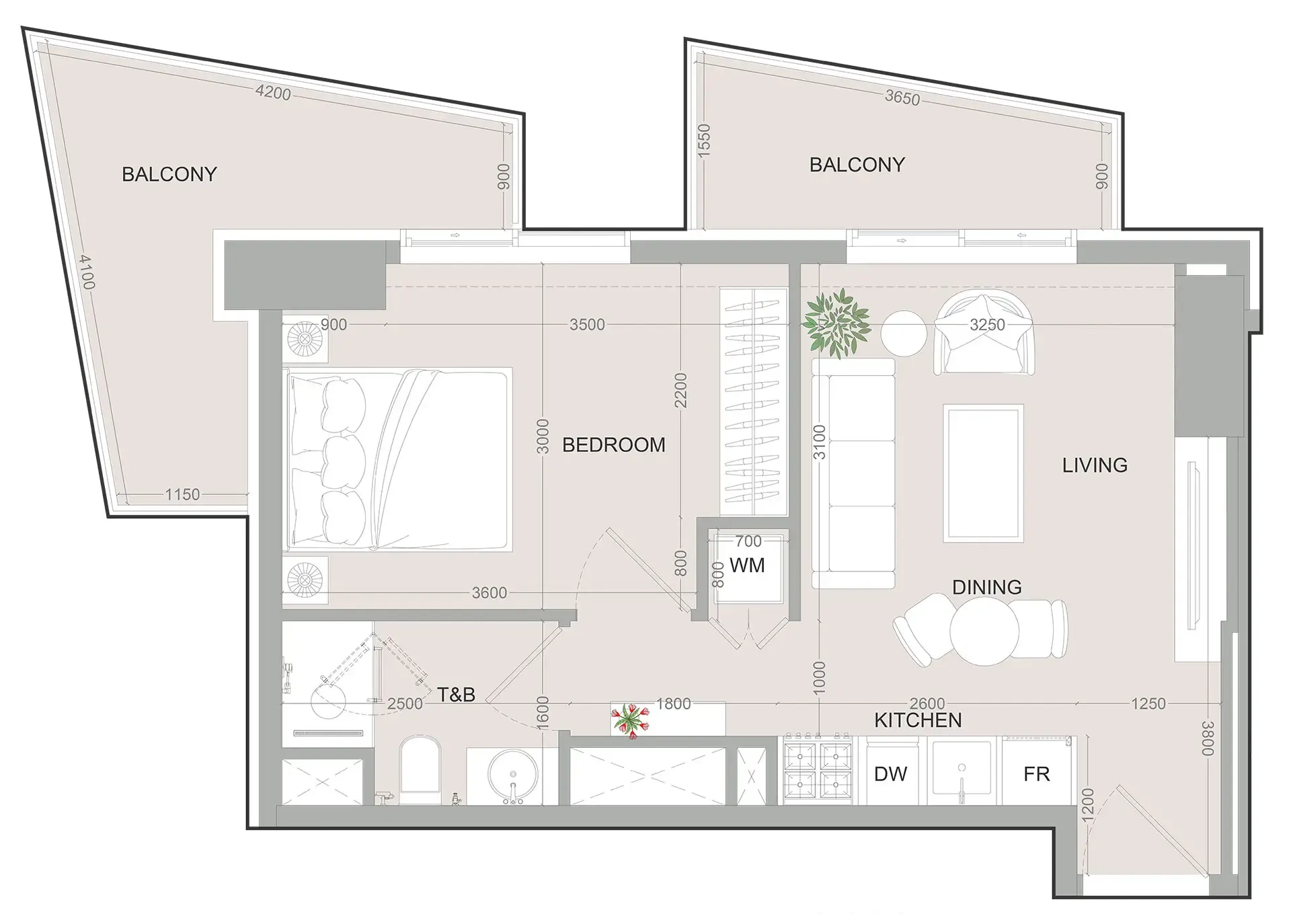 1 bed