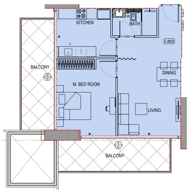 1 bedroom floor plan