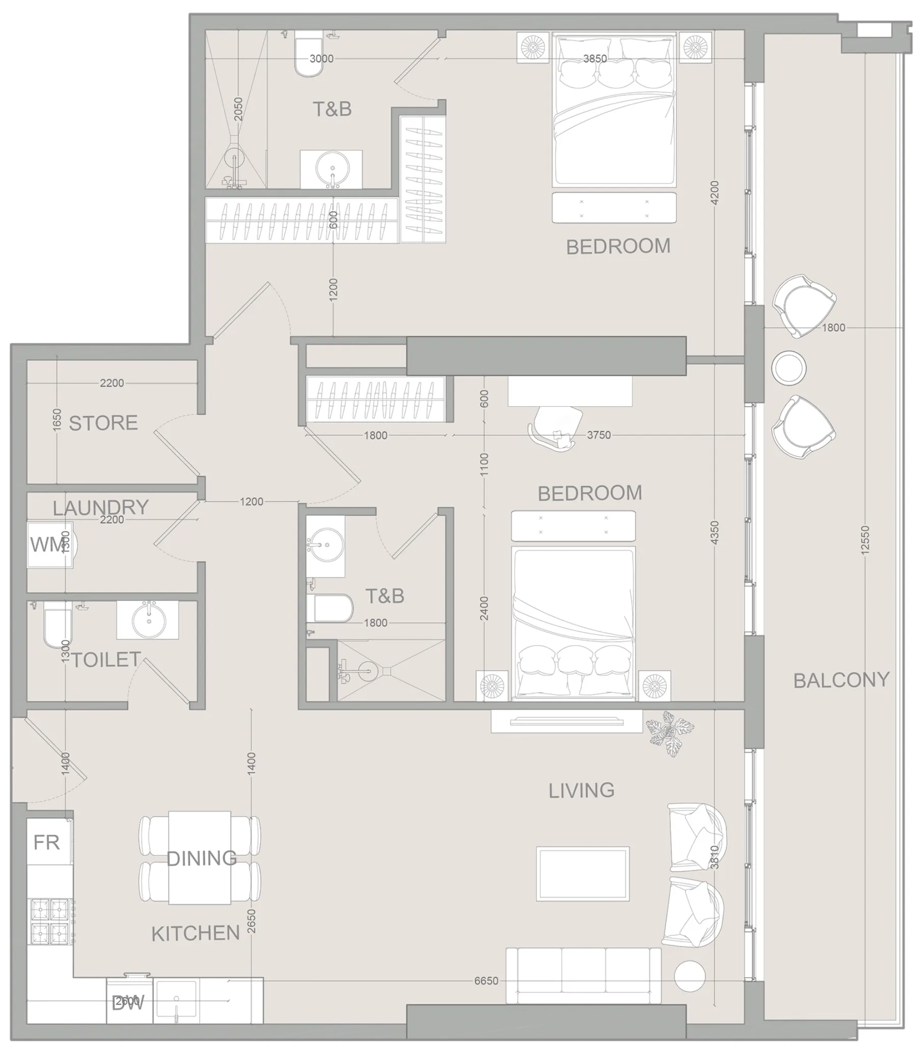 Object 1 AUREL1A Residence 2BR floor plan