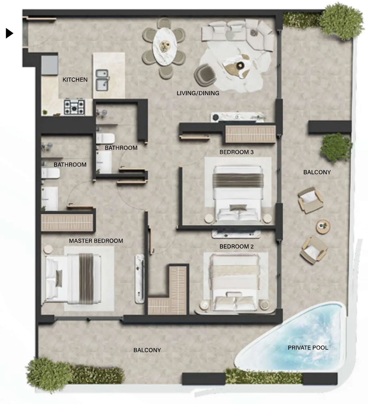 3 bedrooms floor plan