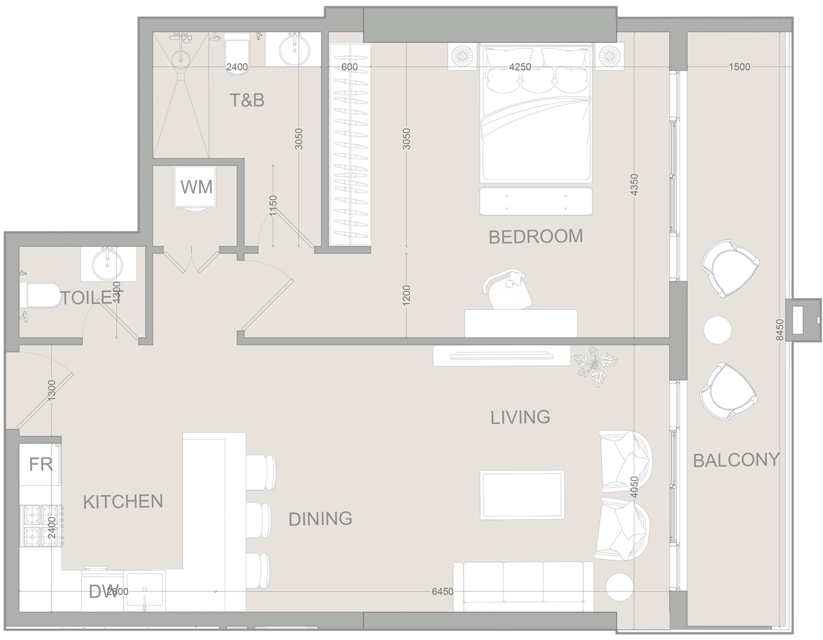 Object 1 AUREL1A Residence 1BR floor plan