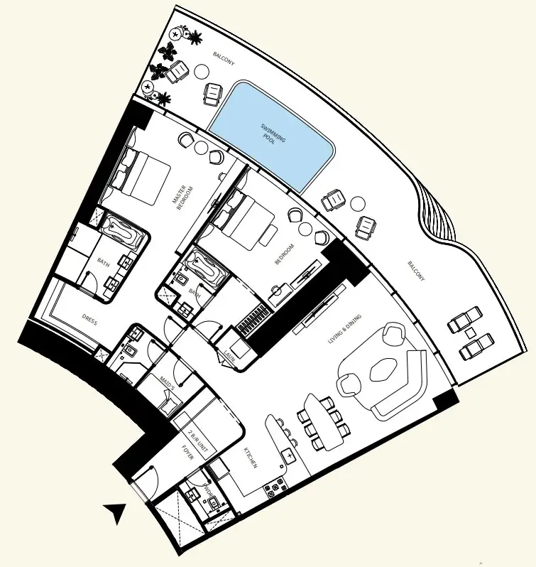 Binghatti Mercedes-Benz Places by Binghatti 2BR floor plan