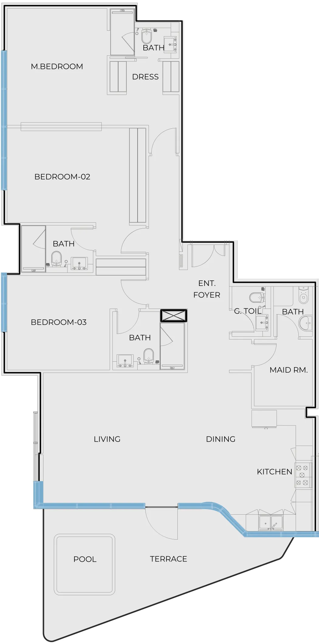 Prestige One Developments Coastal Haven 3BR floor plan