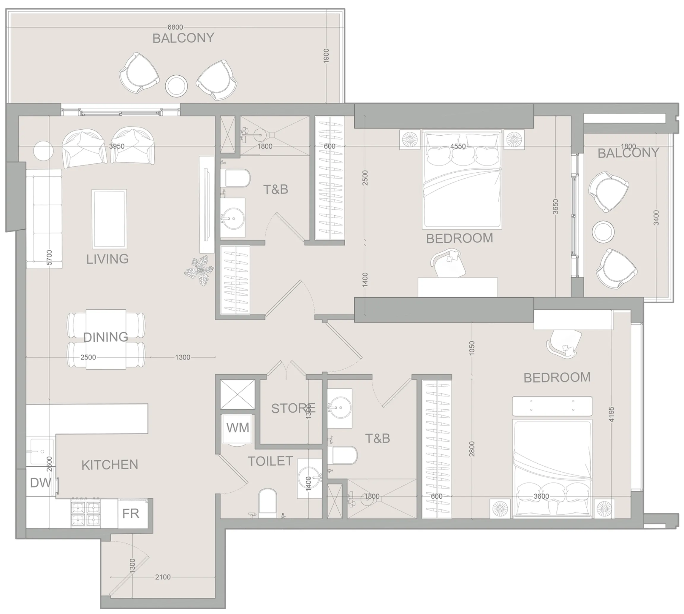 Object 1 AUREL1A Residence 2BR floor plan