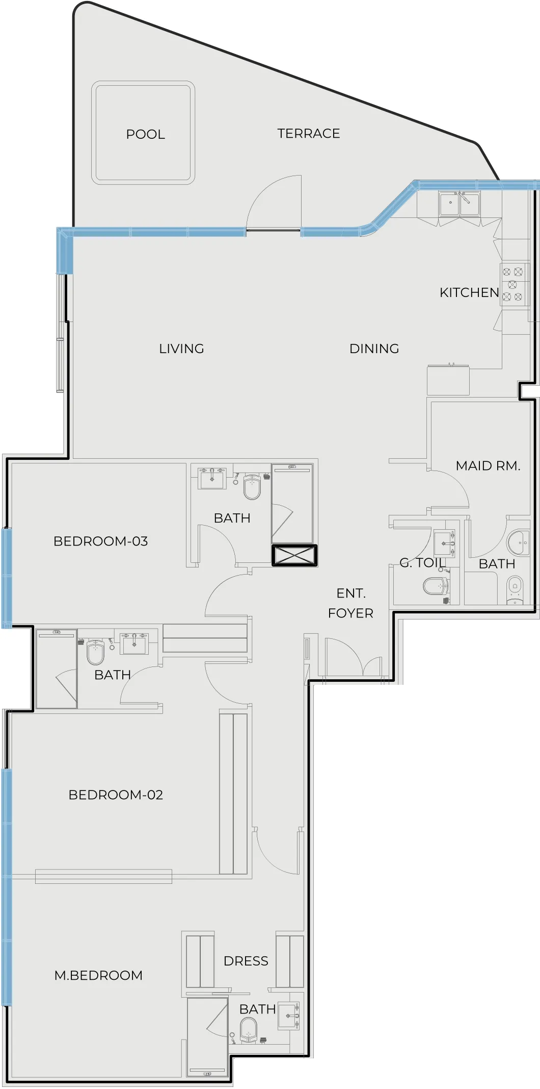 Prestige One Developments Coastal Haven 3BR floor plan