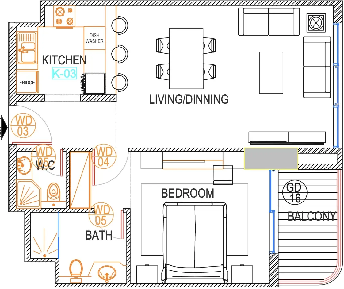 1 bedroom floor plan