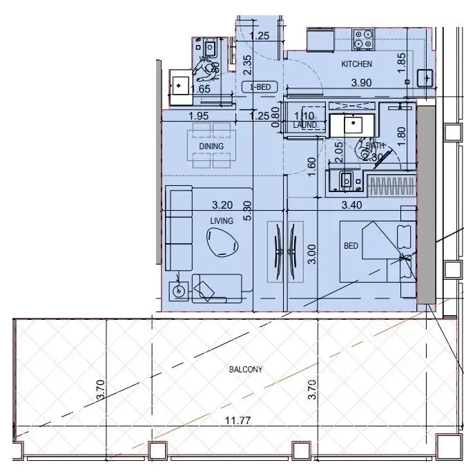 1 bedroom floor plan