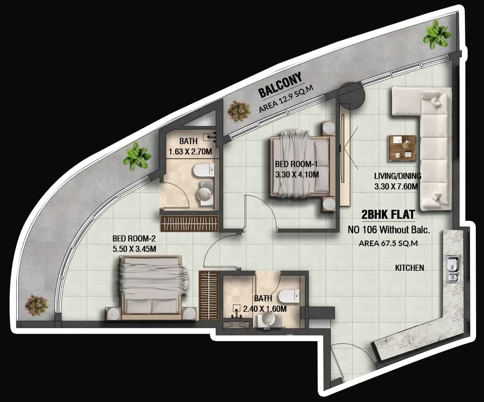 2 bed