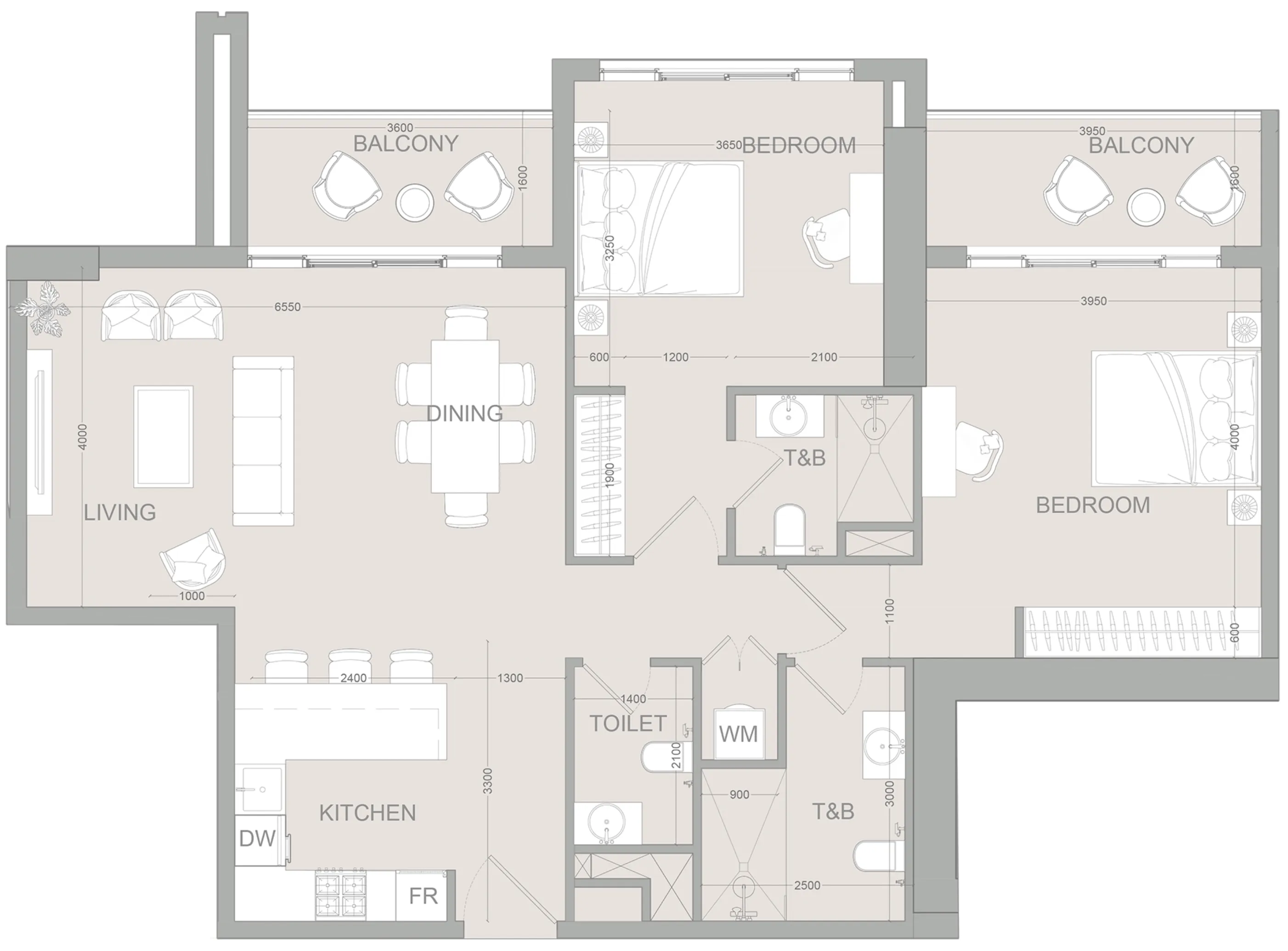 Object 1 AUREL1A Residence 2BR floor plan