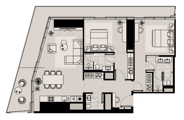 Mered Iconic Tower 2BR floor plan