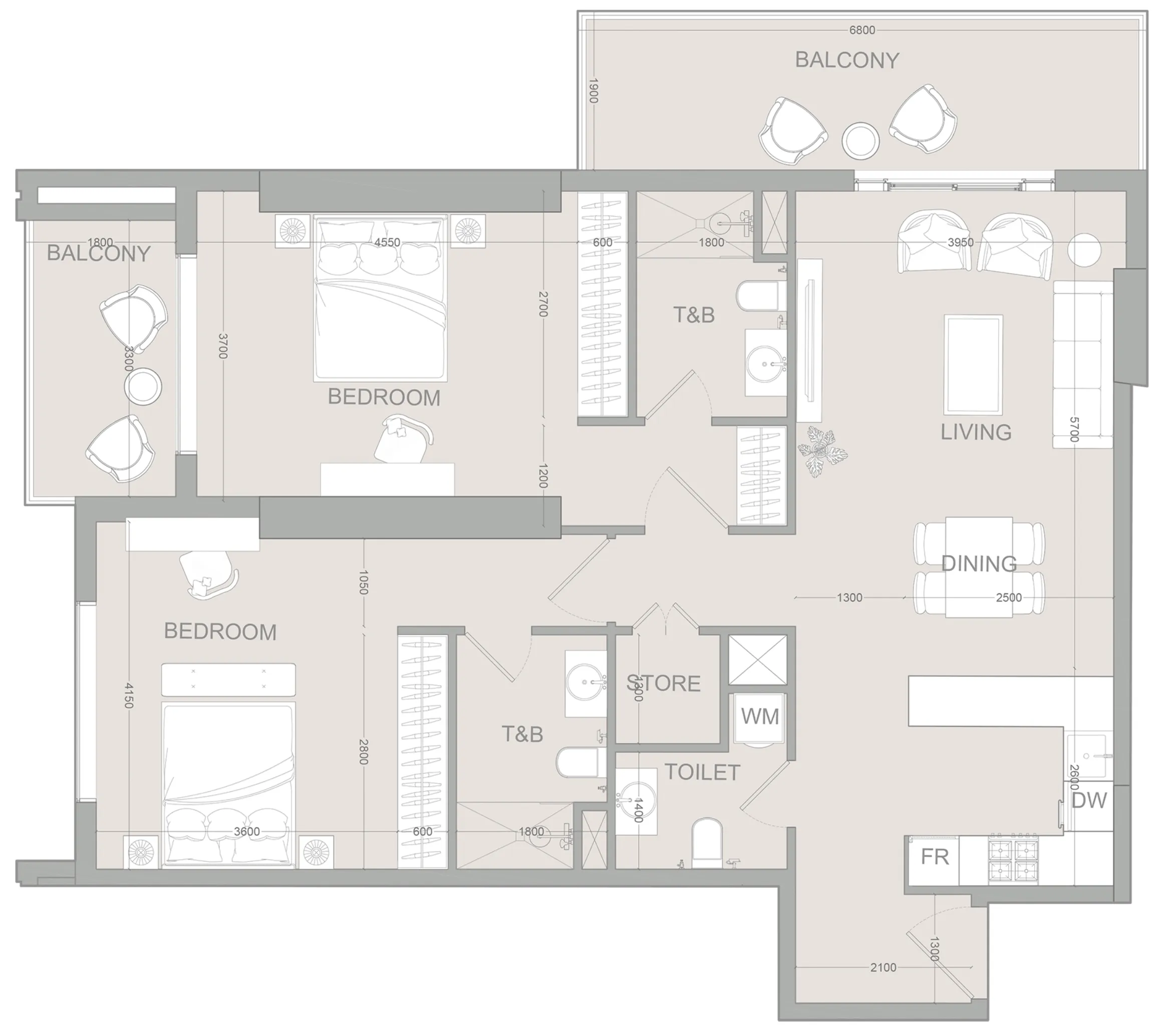 Object 1 AUREL1A Residence 2BR floor plan