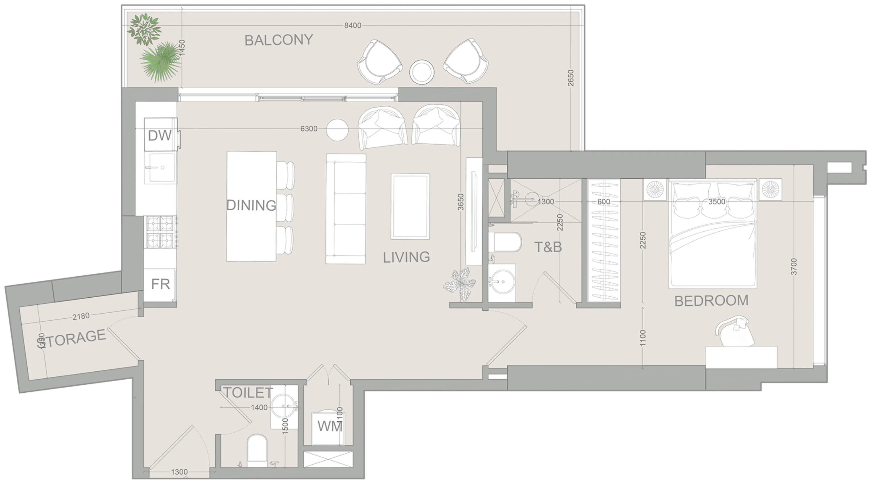Object 1 AUREL1A Residence 1BR floor plan