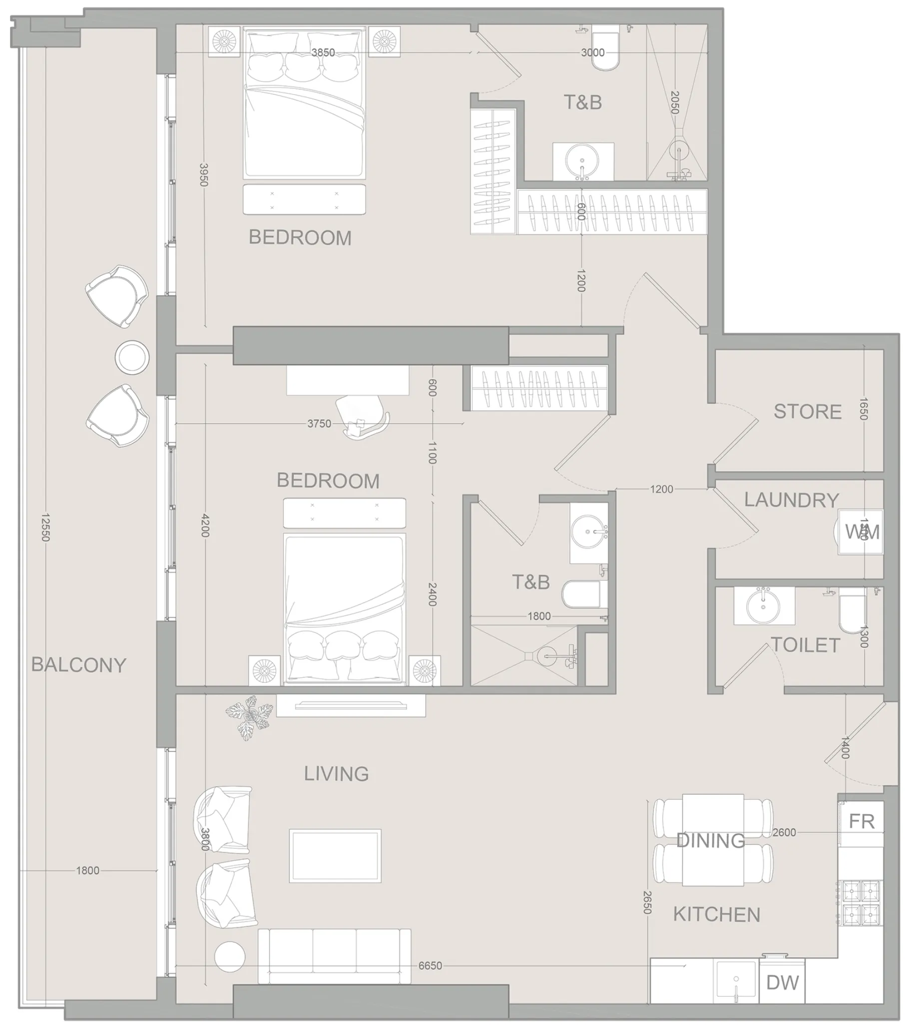 Object 1 AUREL1A Residence 2BR floor plan