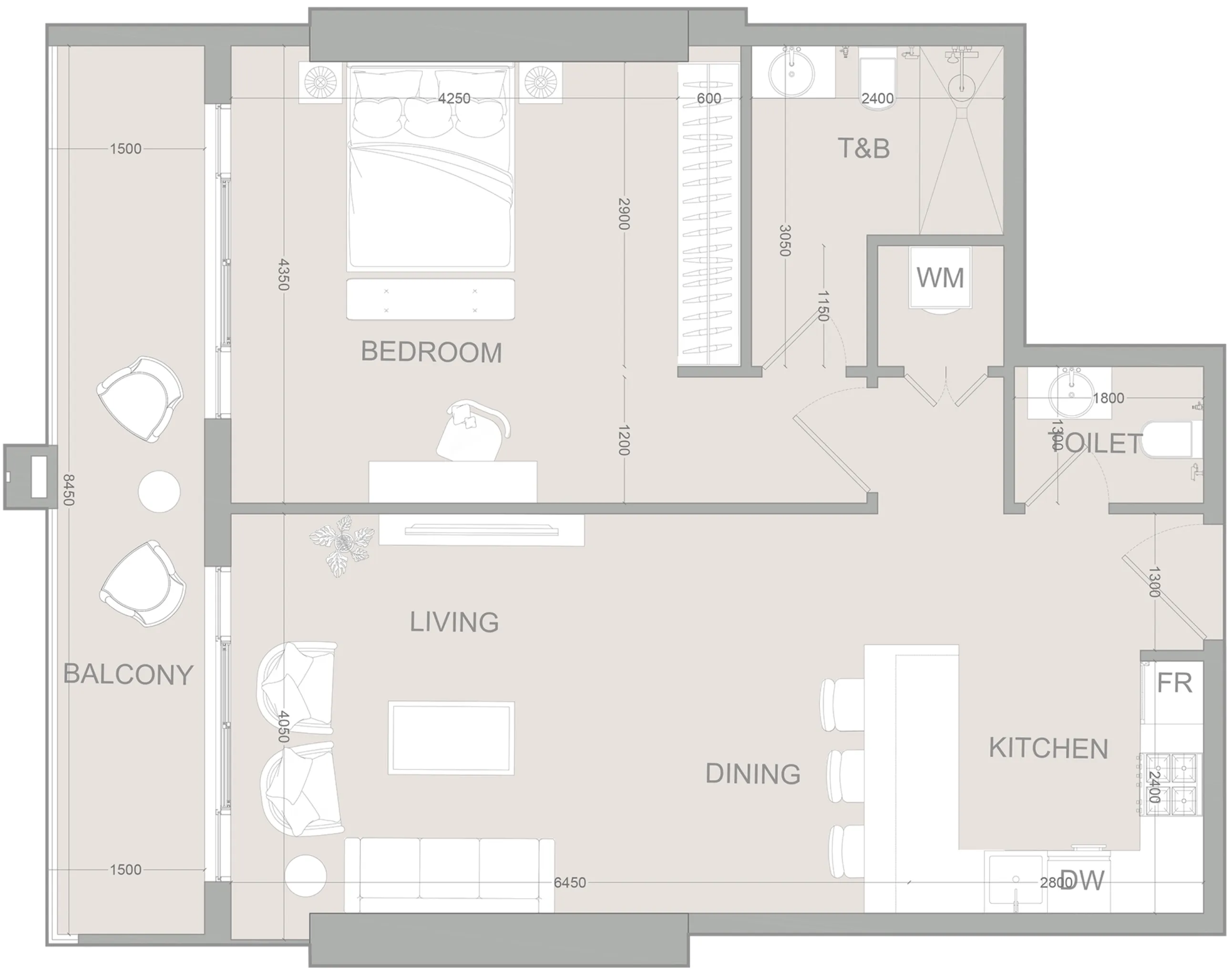 Object 1 AUREL1A Residence 1BR floor plan