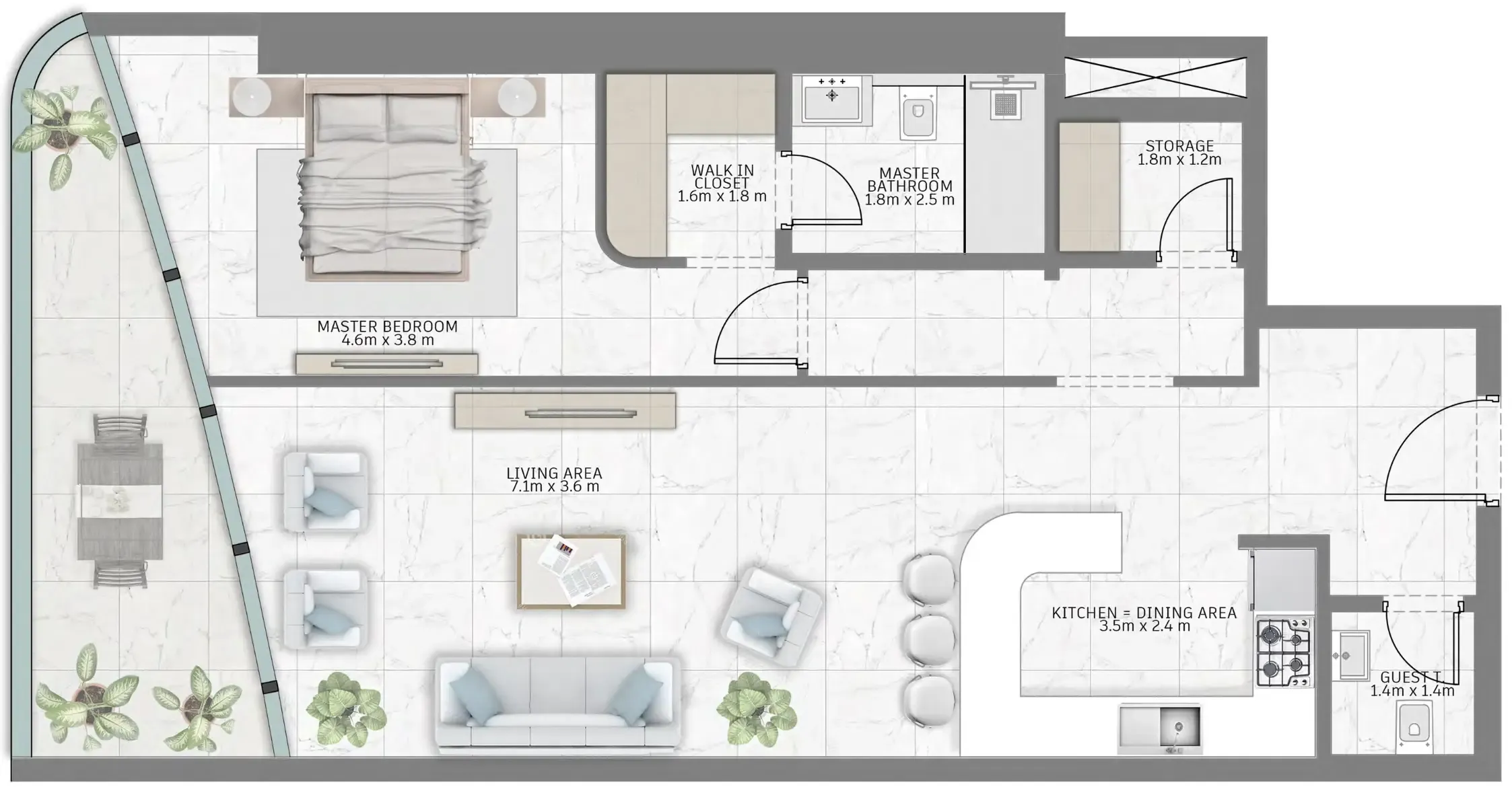 1 bed