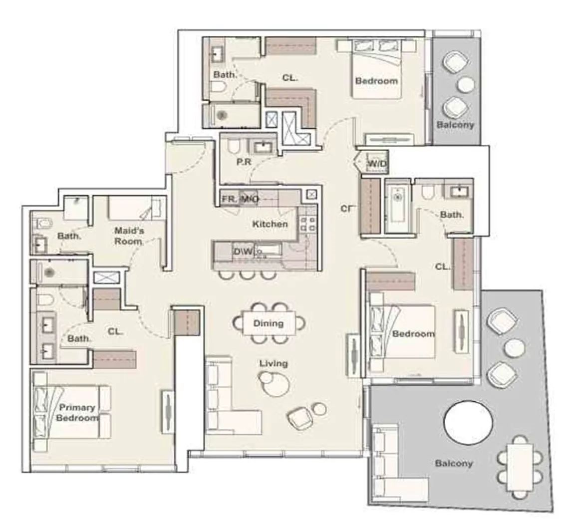 3 bedrooms floor plan