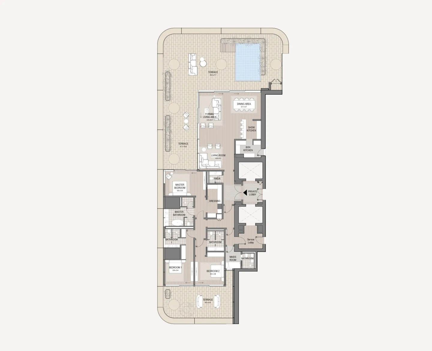 3 bedrooms floor plan