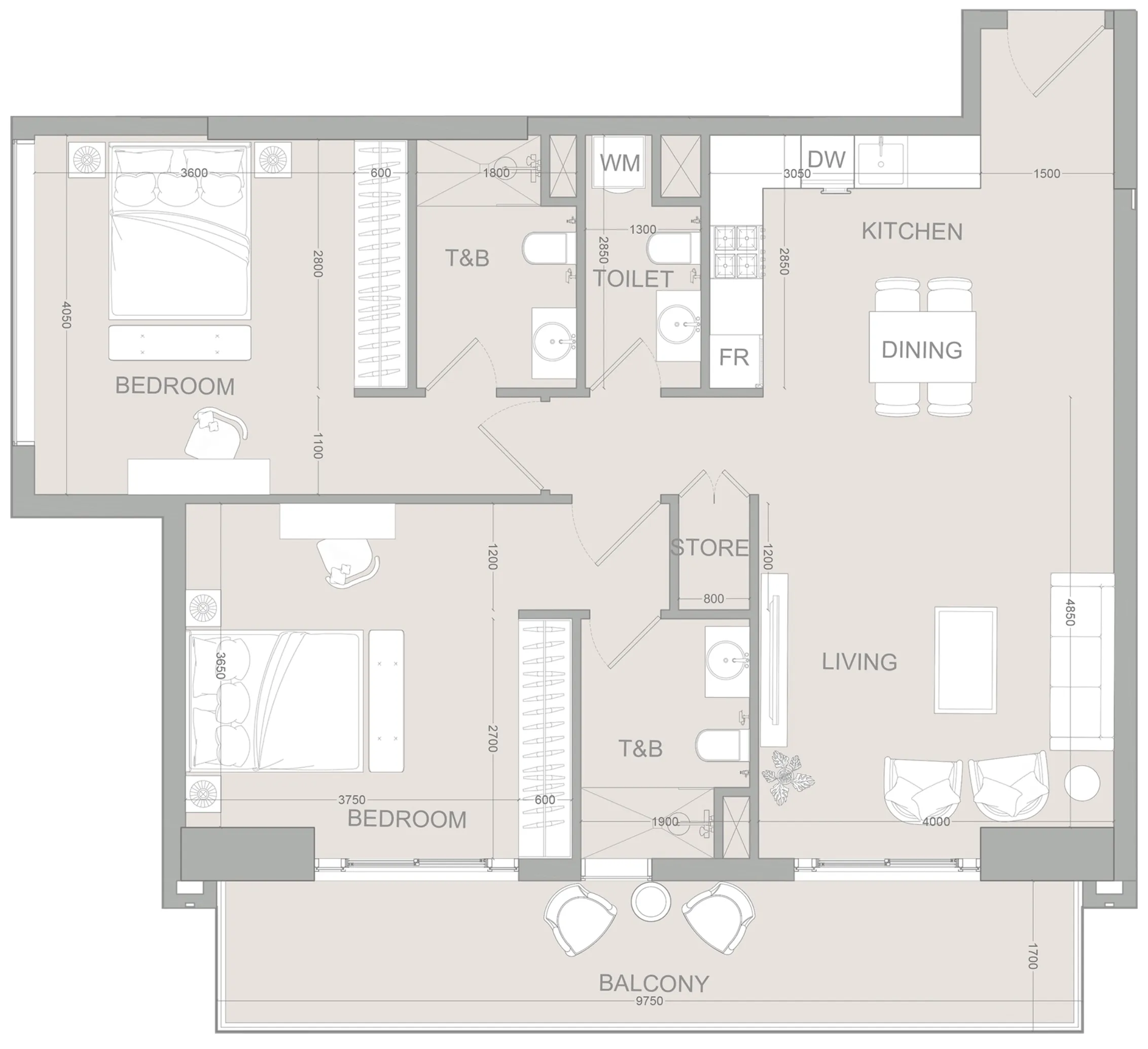 Object 1 AUREL1A Residence 2BR floor plan