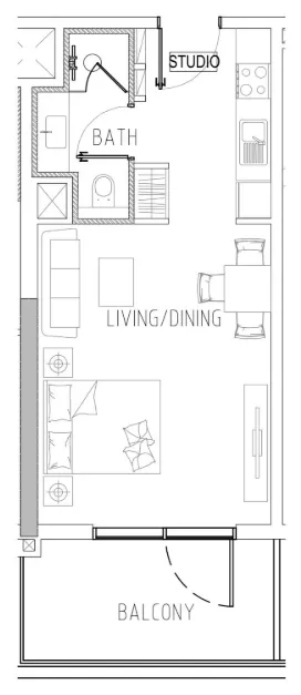 Damac Riverside Views — Studio floor plan