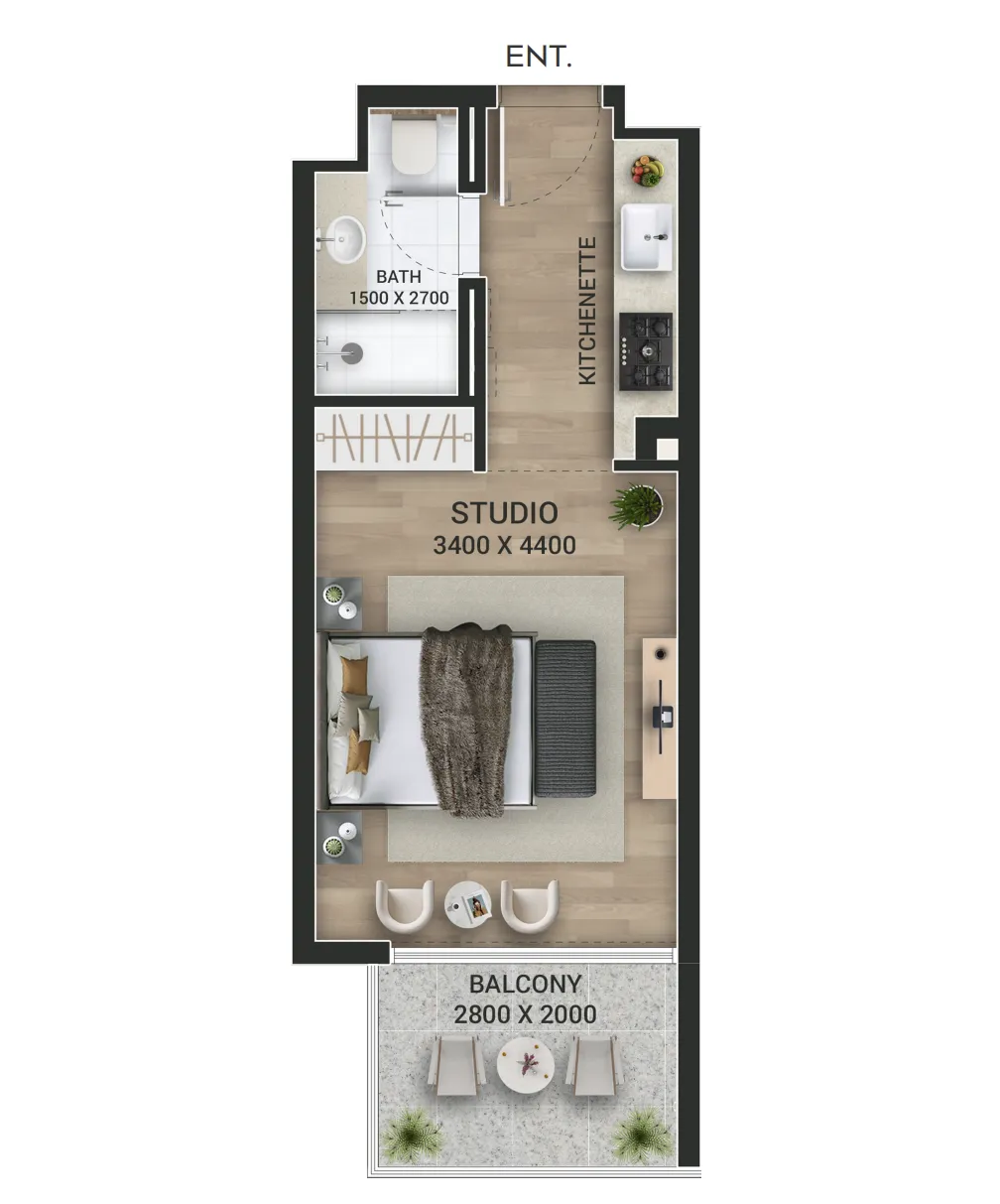 Empire Jebel Ali — Studio floor plan