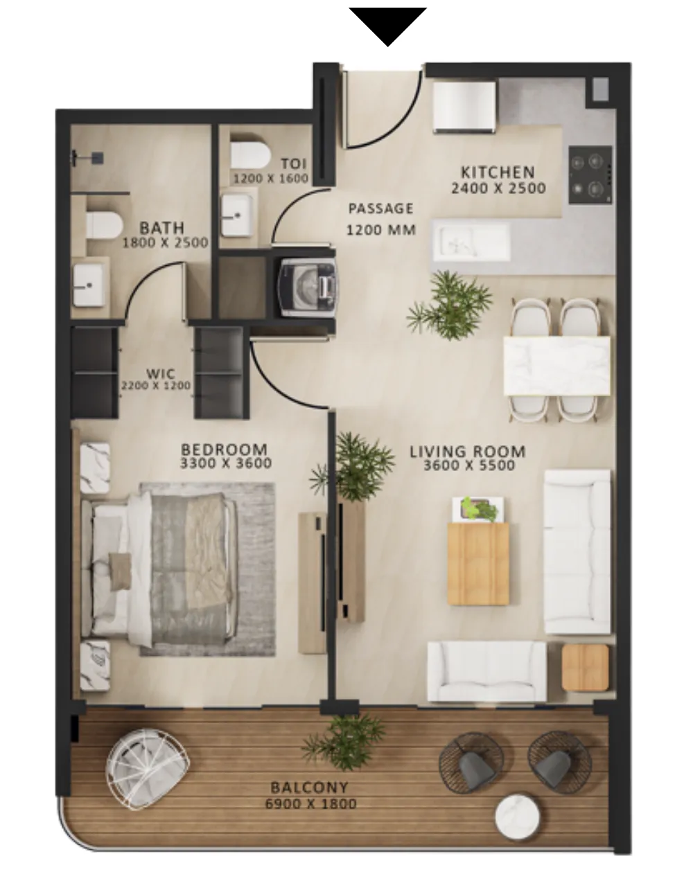 1 bedroom floor plan